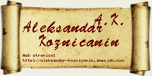 Aleksandar Kozničanin vizit kartica